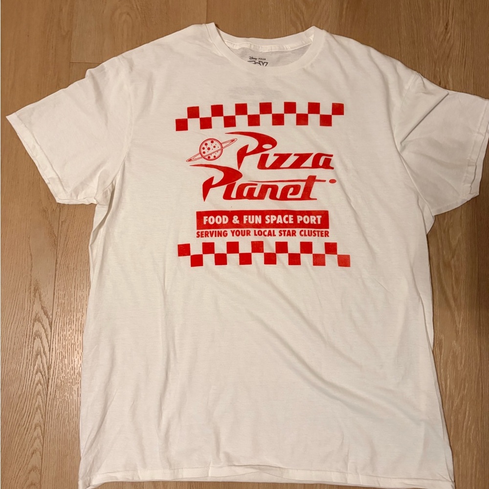 Pizza Planet White and Red Men's T-Shirt